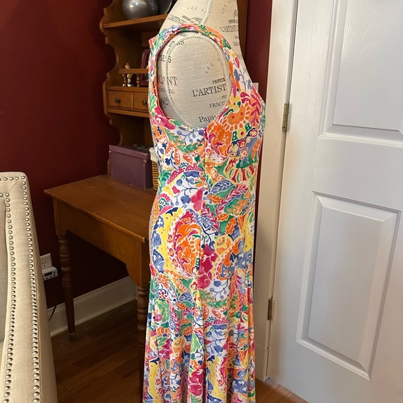 Ralph Lauren Sleeveless Pink and Orange Maxi Sundress - Picture 4 of 6